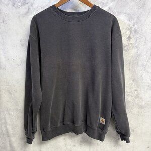 Carhartt Sweatshirt Mens Large 25x27 Faded Black Blank Crew Neck Workwear